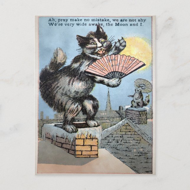 Vintage Cat on the Roof Postcard (Front)