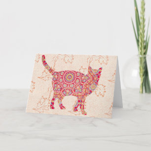 Vintage Cat Pattern on Pattern Art Note Card 4