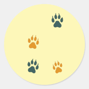 Vintage Cat Paw Prints – Retro Feline Footprints Classic Round Sticker