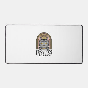 Vintage Cat Paws Engraving Style Graphic Design_1 Desk Mat
