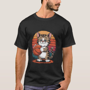 Vintage cat Playing Basketball kittin lovers baske T-Shirt