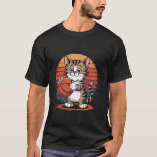 Vintage cat Playing Basketball kittin lovers baske T-Shirt