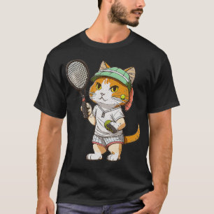 Vintage Cat Playing Tennis Tennis Racquet Kitties T-Shirt