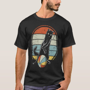 Vintage Cat Plays Basketball Full Colour Cat T-Shirt