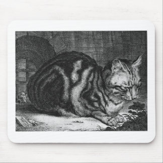 Vintage Cat Print Mouse Pad