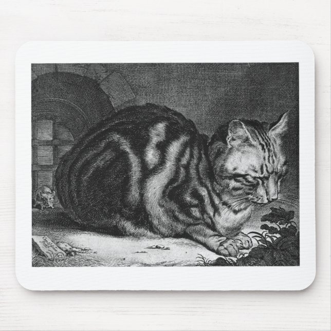 Vintage Cat Print Mouse Pad (Front)