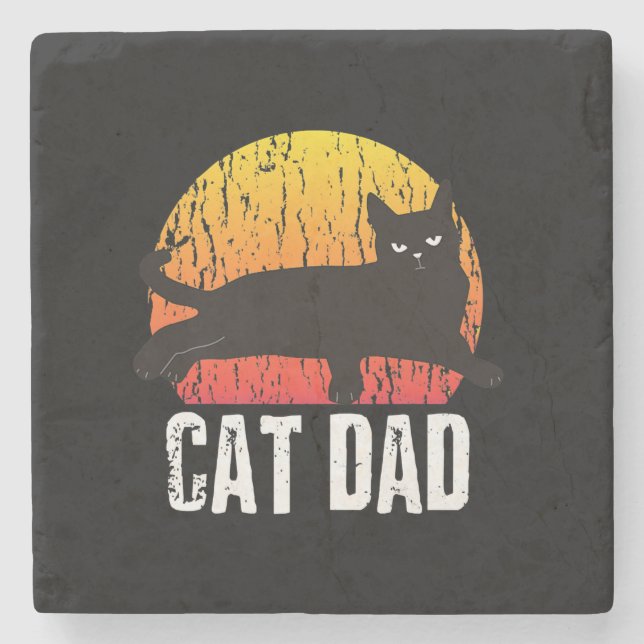 Vintage Cat | Retro Animal Present Stone Coaster (Front)
