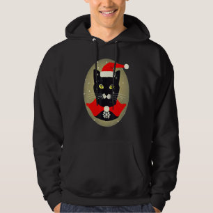 Vintage Cat Santa Outfit Whimsical Christmas Holid Hoodie