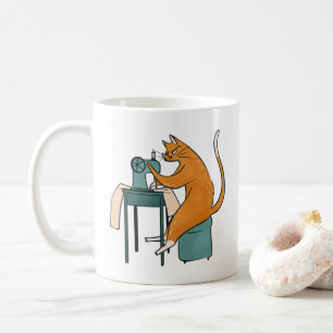 Vintage Cat Sewing Coffee Mug