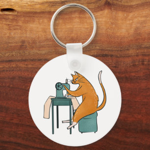 Vintage Cat Sewing Key Ring