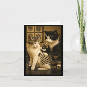 Vintage Cat Smoking Tattoo Inked Kitty Artist Funn Card