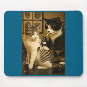 Vintage Cat Smoking Tattoo Inked Kitty Artist Funn Mouse Pad
