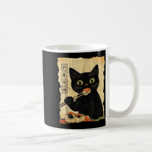 Vintage Cat Sushi Graphic Japanese Art Aesthetic Coffee Mug