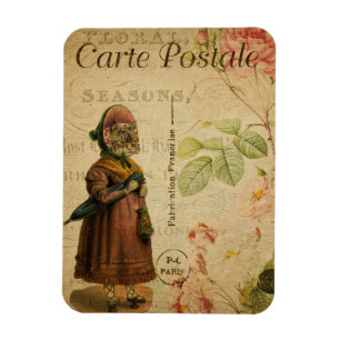 Vintage Cat Theme Carte Postale Cat Dressed Magnet
