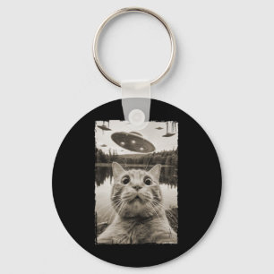 Vintage Cat Ufo Encounters - Funny Ufo And Cat Sel Key Ring