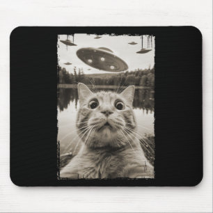 Vintage Cat Ufo Encounters - Funny Ufo And Cat Sel Mouse Pad