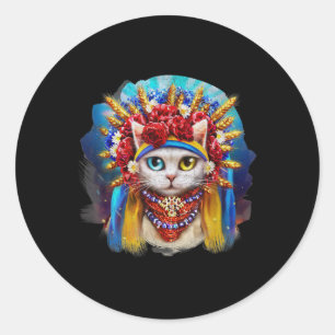 Vintage Cat Ukraine 90s Ukrainian Womens Cat Lover Classic Round Sticker