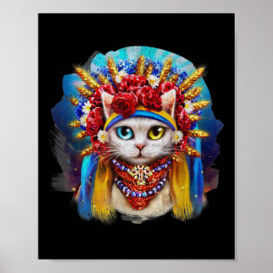 Vintage Cat Ukraine 90s Ukrainian Womens Cat Lover Poster