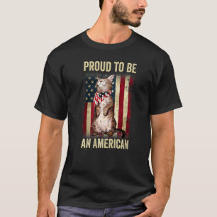 Vintage Cat Us Flag Proud To Be An American Indepe T-Shirt