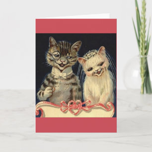 Vintage Cat Wedding Greeting Card