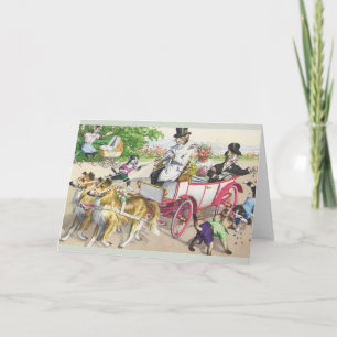 Vintage Cat Wedding Greeting Card