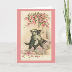 Vintage Cat Wedding Greeting Card