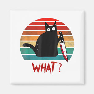 Vintage Cat What Funny Black Cat Murderous Cat Wit Magnet