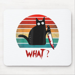 Vintage Cat What Funny Black Cat Murderous Cat Wit Mouse Pad