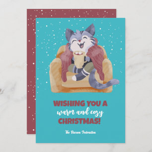 Vintage Cat Winter Holiday Merry Christmas