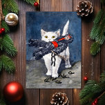 Vintage Cat with Krampus Christmas Card<br><div class="desc">Vintage Cat with Krampus Christmas Card. Custom restored,  high quality vintage image.</div>