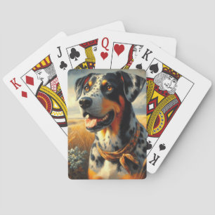 Vintage Catahoula Leopard Dog Painting Playing Cards