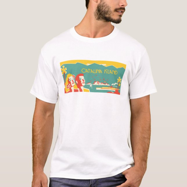 Vintage Catalina Island Travel Poster T-Shirt (Front)