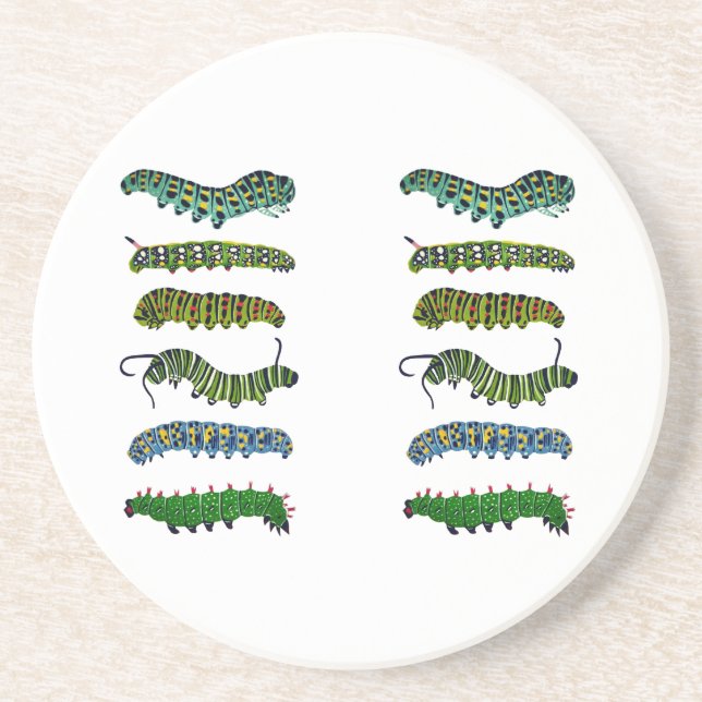 Vintage Caterpillar Illustration Mug  Coaster (Front)