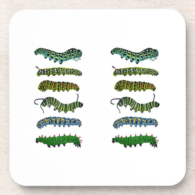 Vintage Caterpillar Illustration Mug  Coaster (Front)