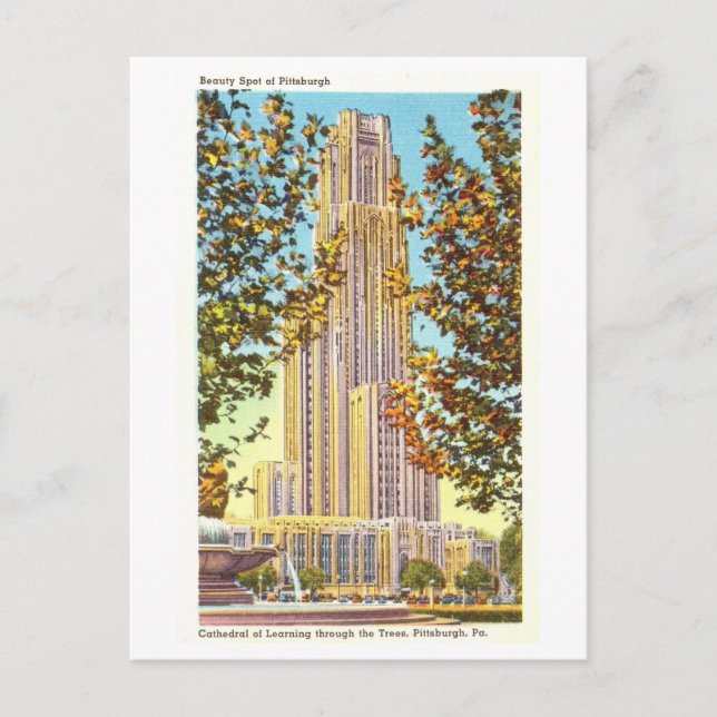 Vintage Cathedral of Learning in Pittsburgh, Penn. Postcard (Front)