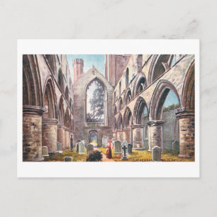 Vintage Cathedral Ruins in Dunkeld, Scotland, Postcard