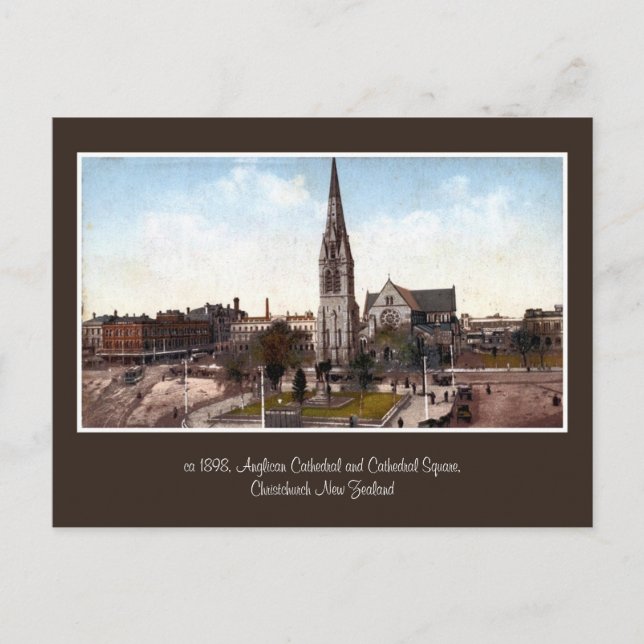 vintage cathedral, square Christchurch NZ Postcard (Front)