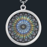 Vintage Cathedral Stained Glass Window Silver Plated Necklace<br><div class="desc">Rose window (blue-toned) of the cathedral of Strasbourg,  a Roman Catholic cathedral in Strasbourg,  Alsace,  France. Great Catholic and Christian gift for Him or Her as well as a travel souvenir for yourself and for family and friends.</div>