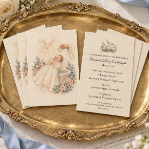 Vintage Catholic Baby Baptism Remembrance  Business Card