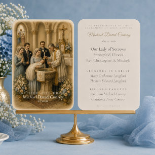 Vintage Catholic Baby Boy Baptism Remembrance Kee Business Card