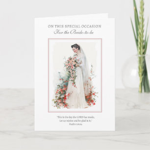 Vintage Catholic Bride Floral Rosary and Cross Card