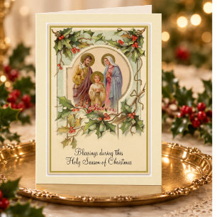 Vintage Catholic Christmas Jesus Holy Family Card