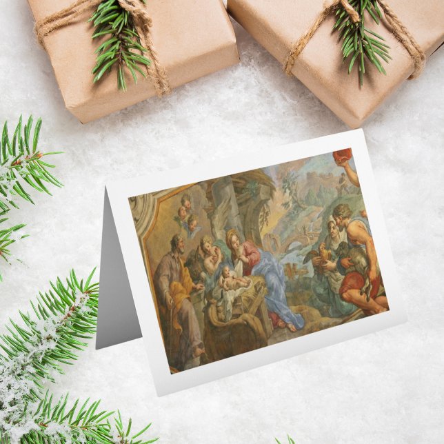 Vintage Catholic Nativity Scene Holiday Card (Creator Uploaded)