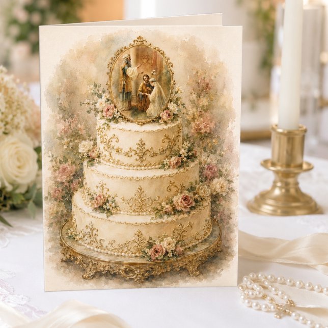 Vintage Catholic wedding Congratulations Card (Creator Uploaded)