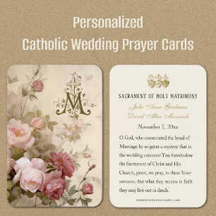 Vintage Catholic Wedding Favour Prayer Card
