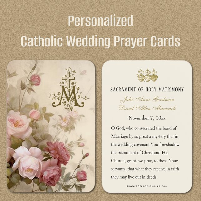 Vintage Catholic  Wedding Favour Prayer Card (All your wedding guests will LOVE to receive a beautiful remembrance card! )