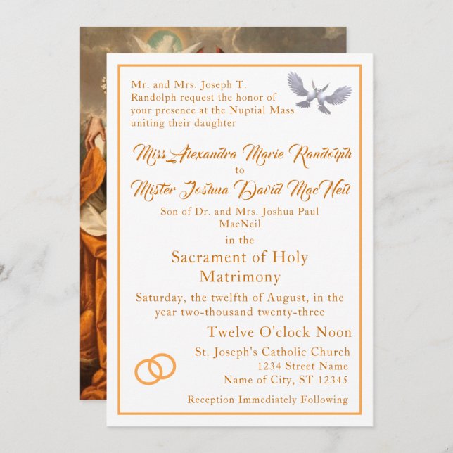 Vintage Catholic Wedding Invitation (Front/Back)