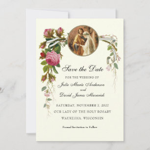 Vintage Catholic Wedding Mary & Joseph Betrothal Save The Date