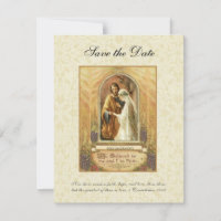 Vintage Catholic Wedding Religious Save The Date