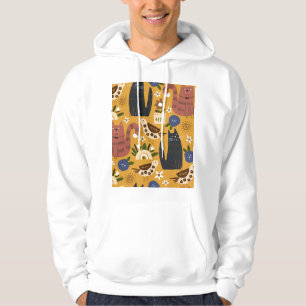 Vintage Cats and Birds, Hand Drawn. Hoodie